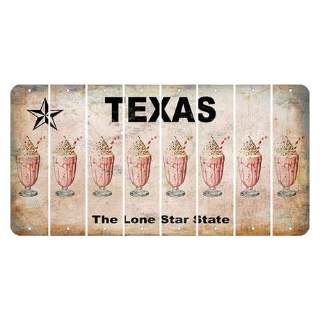 Texas Classic Cut License Plate Strips (Set of 8) Milkshake