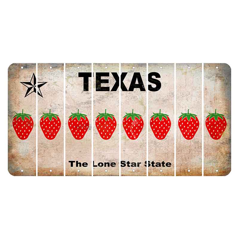 Texas Classic Cut License Plate Strips (Set of 8) Strawberry