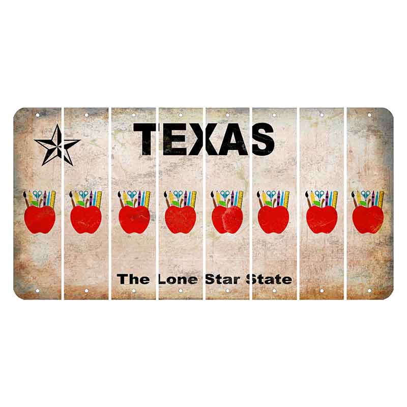 Texas Classic Cut License Plate Strips (Set of 8) Teacher Apple