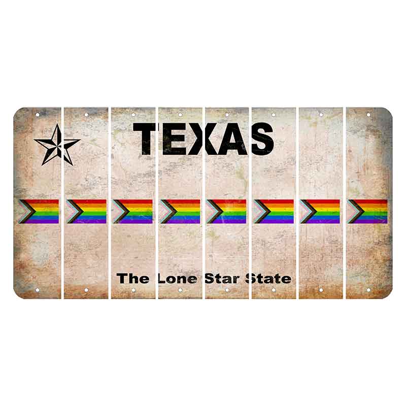 Texas Classic Cut License Plate Strips (Set of 8) LGBTQ Flag