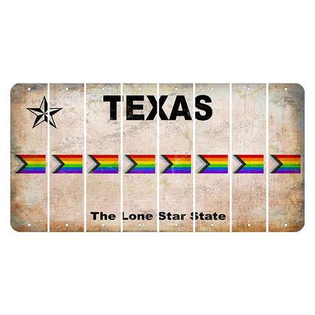 Texas Classic Cut License Plate Strips (Set of 8) LGBTQ Flag