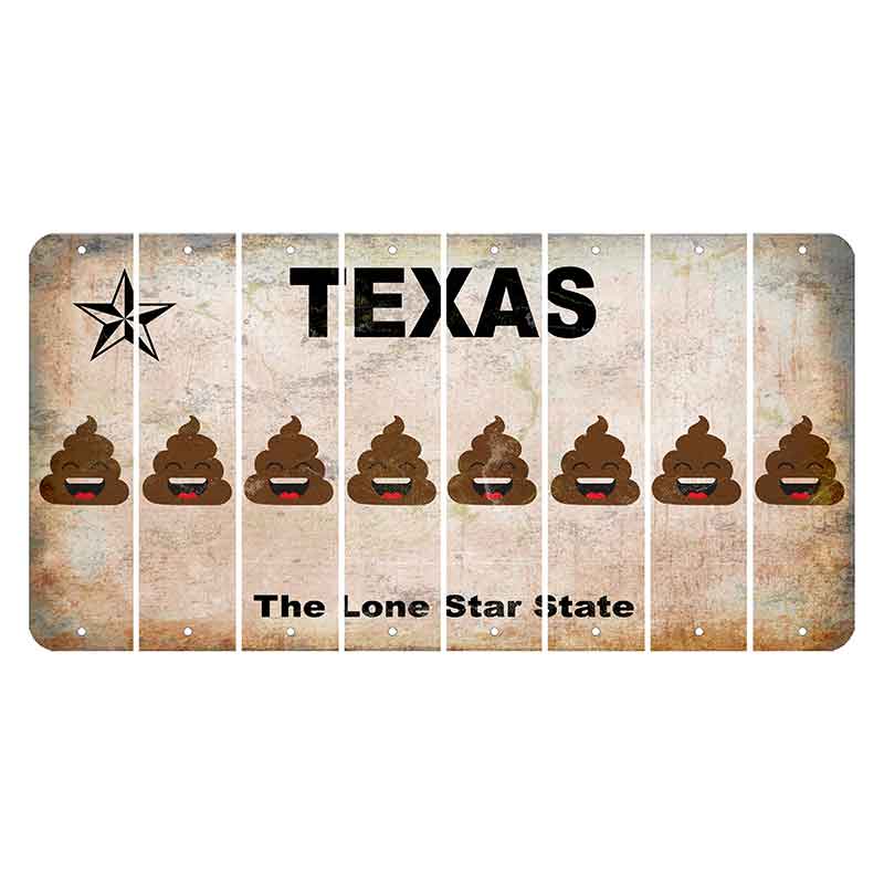 Texas Classic Cut License Plate Strips (Set of 8) Emoji - Poop