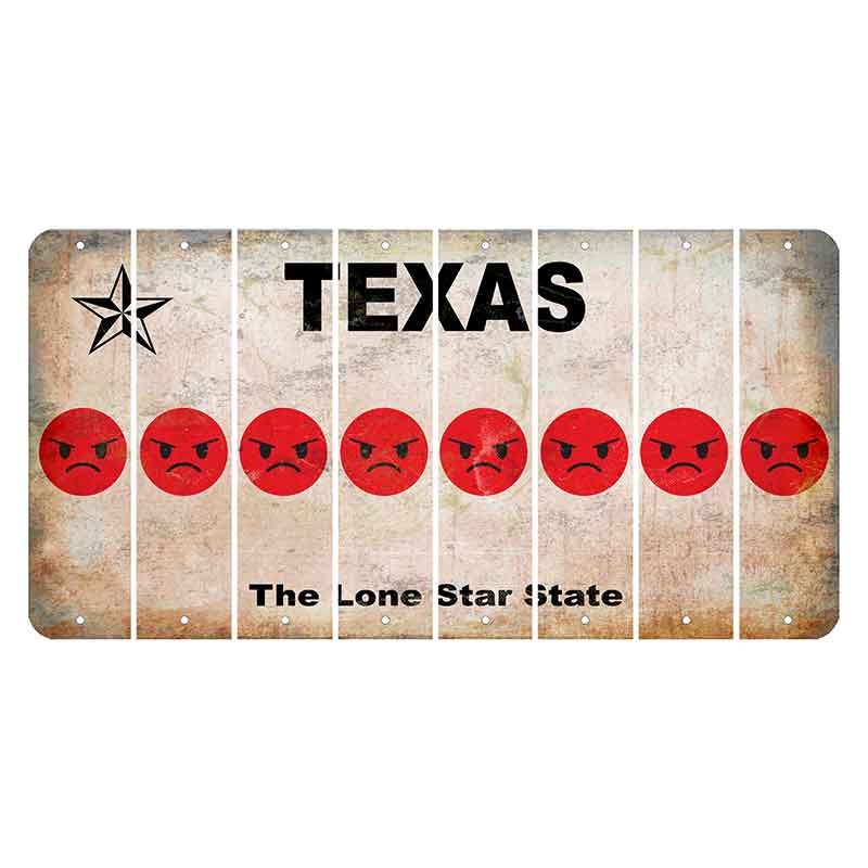 Texas Classic Cut License Plate Strips (Set of 8) Emoji - Angry