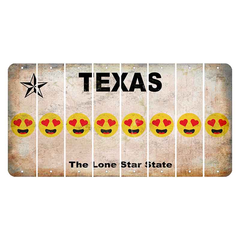 Texas Classic Cut License Plate Strips (Set of 8) Emoji - Heart Eyes