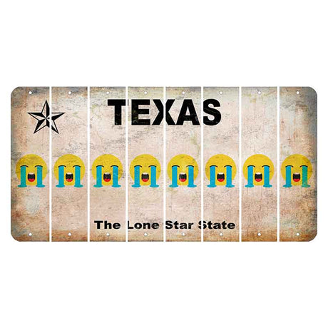 Texas Classic Cut License Plate Strips (Set of 8) Emoji - Crying