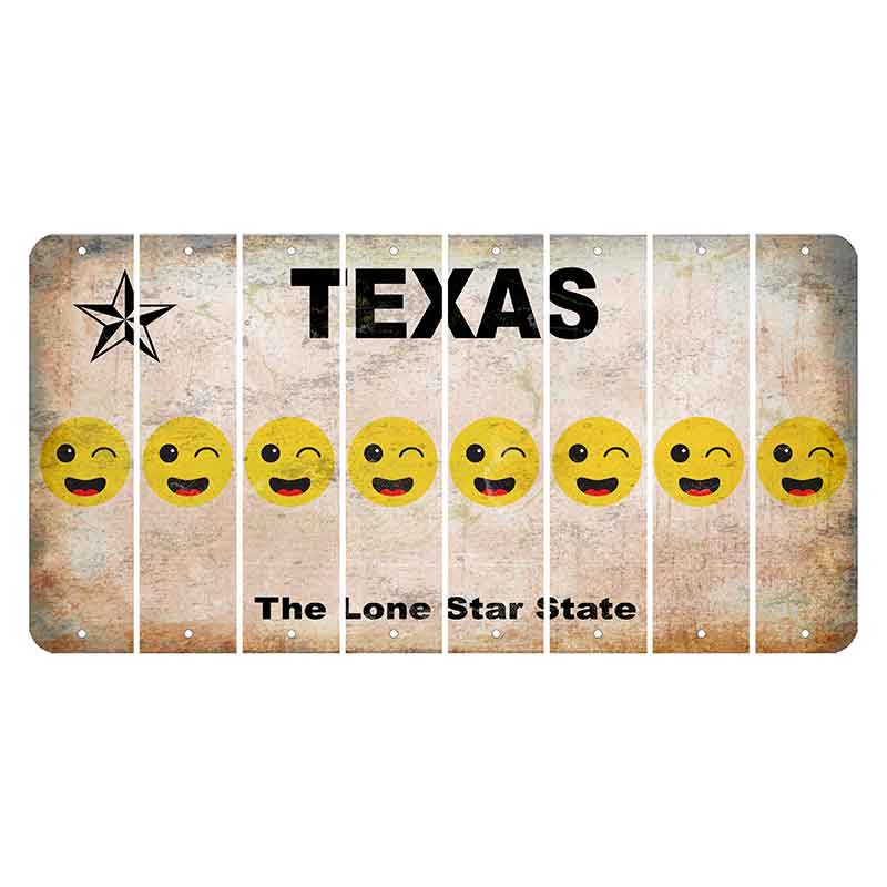 Texas Classic Cut License Plate Strips (Set of 8) Emoji - Winking