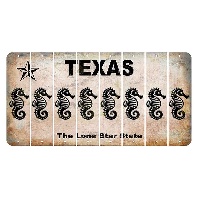 Texas Classic Cut License Plate Strips (Set of 8) Seahorse