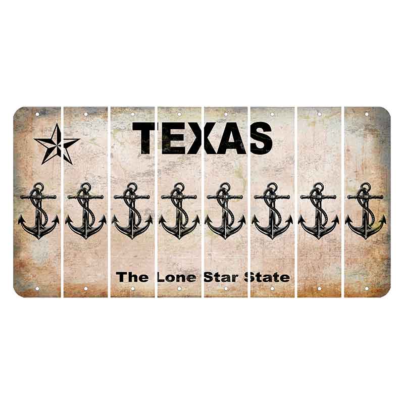 Texas Classic Cut License Plate Strips (Set of 8) Boat Anchor