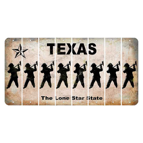 Texas Classic Cut License Plate Strips (Set of 8) Fireman with Axe