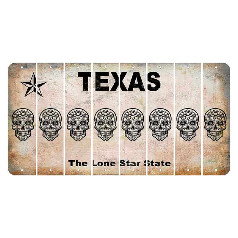 Texas Classic Cut License Plate Strips (Set of 8) Sugar Skull