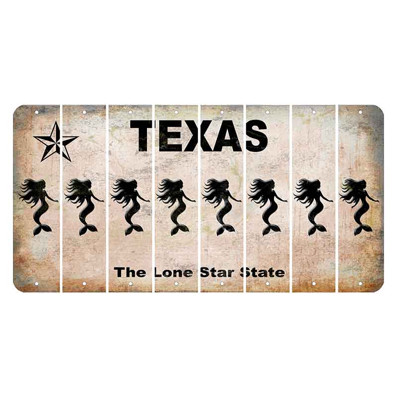 Texas Classic Cut License Plate Strips (Set of 8) Mermaid