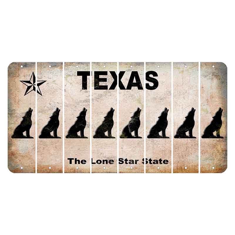 Texas Classic Cut License Plate Strips (Set of 8) Howling Wolf