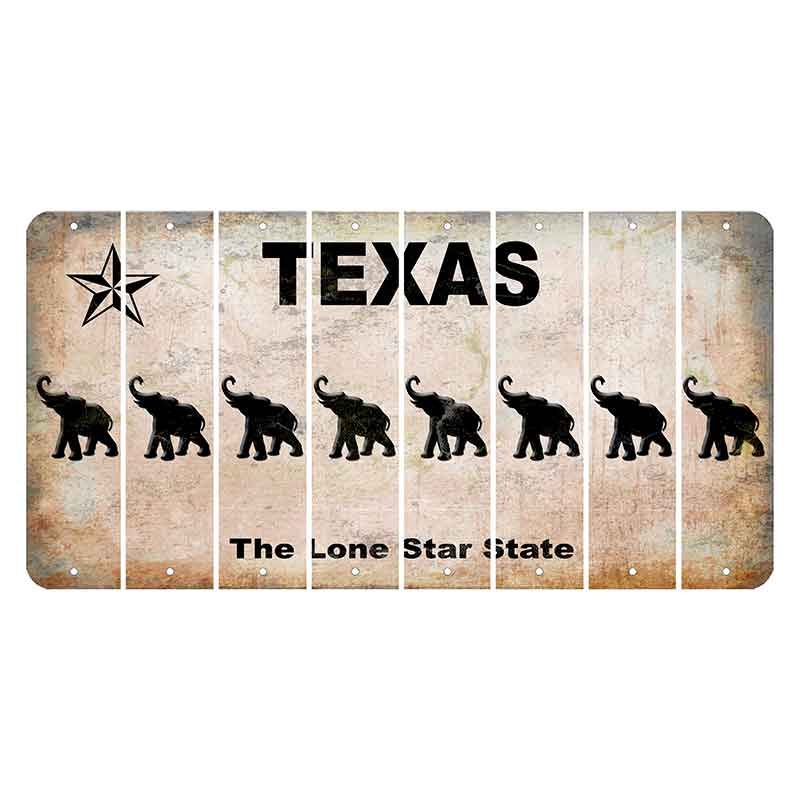 Texas Classic Cut License Plate Strips (Set of 8) Elephant