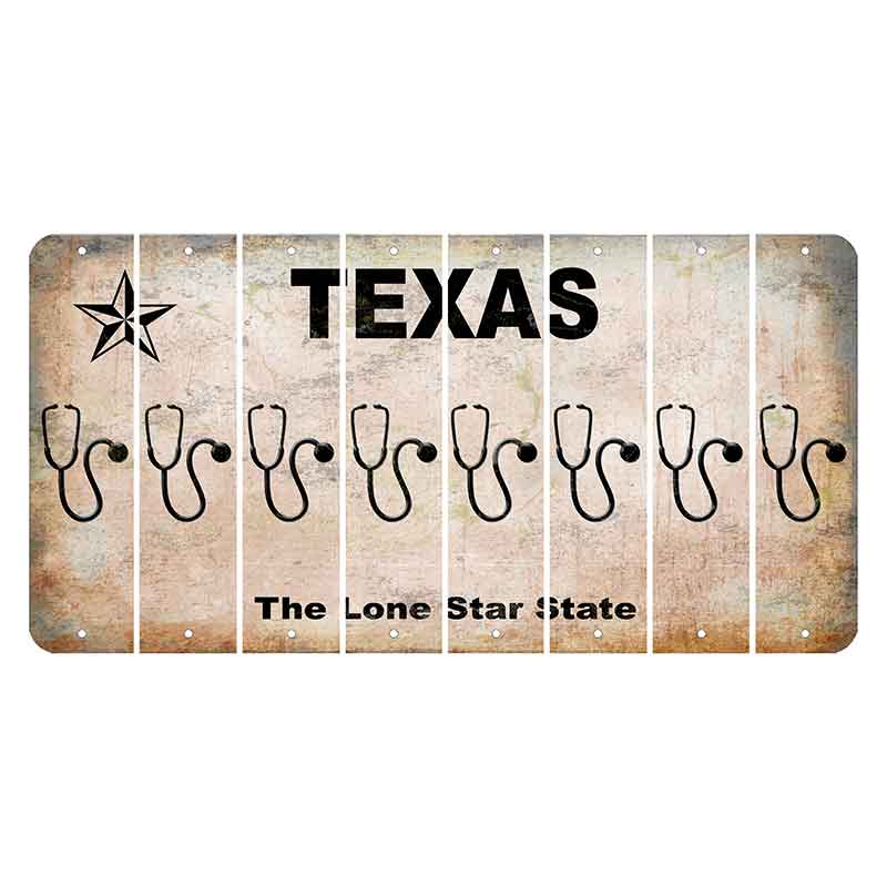 Texas Classic Cut License Plate Strips (Set of 8) Stethoscope