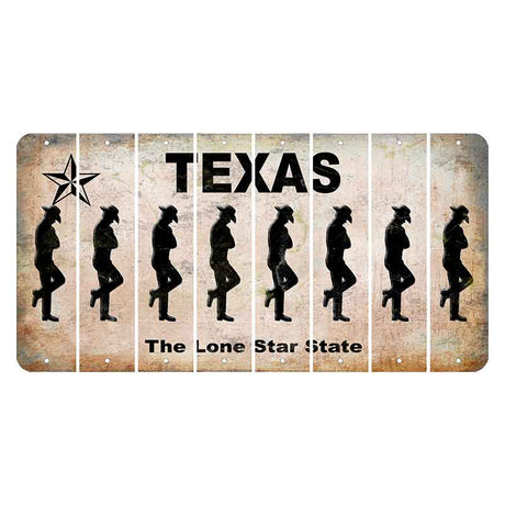 Texas Classic Cut License Plate Strips (Set of 8) Cowboy - Leaning