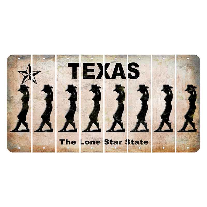 Texas Classic Cut License Plate Strips (Set of 8) Cowgirl - Leaning