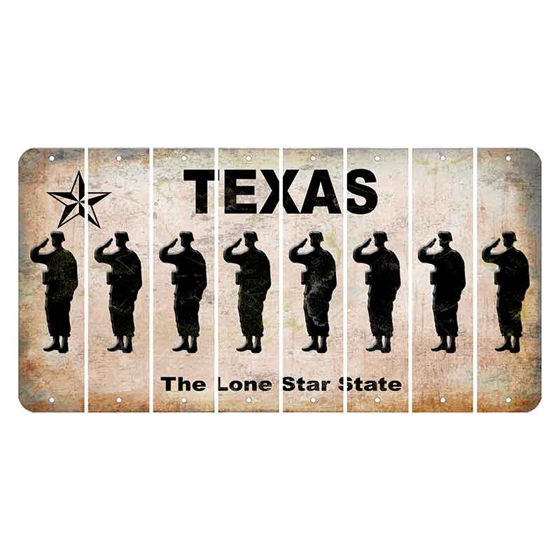 Texas Classic Cut License Plate Strips (Set of 8) Soldier - Saluting