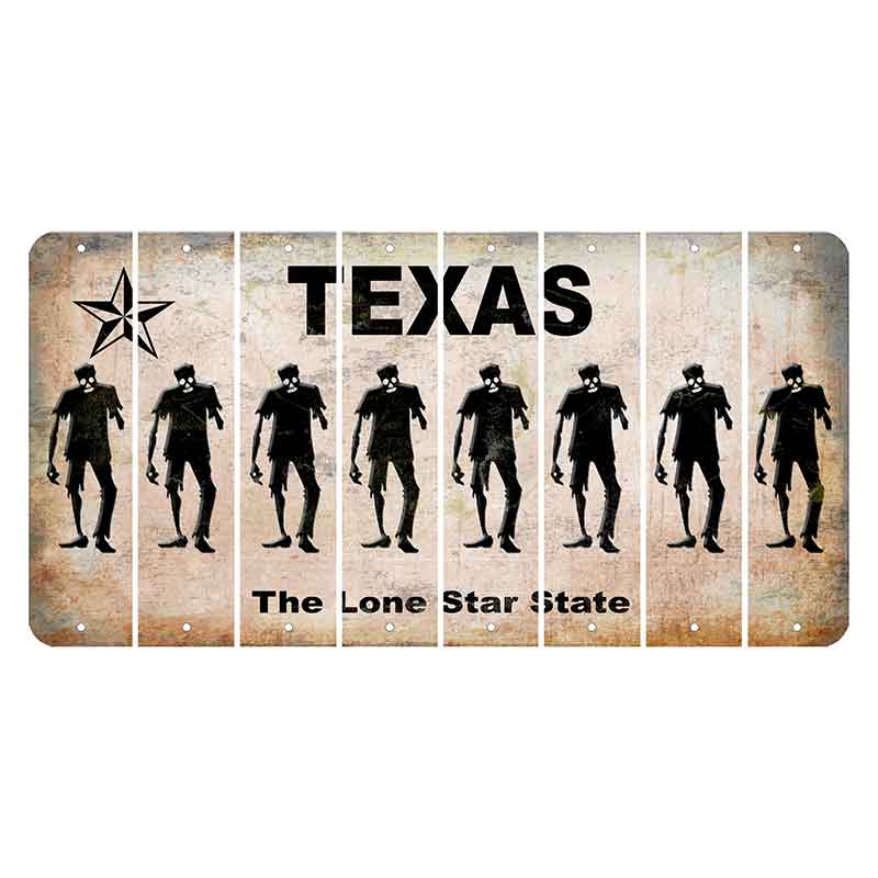 Texas Classic Cut License Plate Strips (Set of 8) Zombie