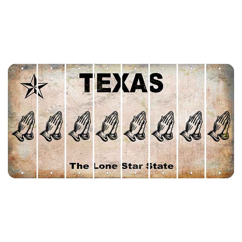 Texas Classic Cut License Plate Strips (Set of 8) Praying Hands