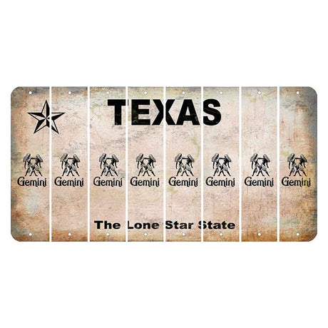 Texas Classic Cut License Plate Strips (Set of 8) Zodiac Sign - Gemini