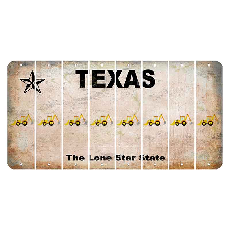 Texas Classic Cut License Plate Strips (Set of 8) Backhoe