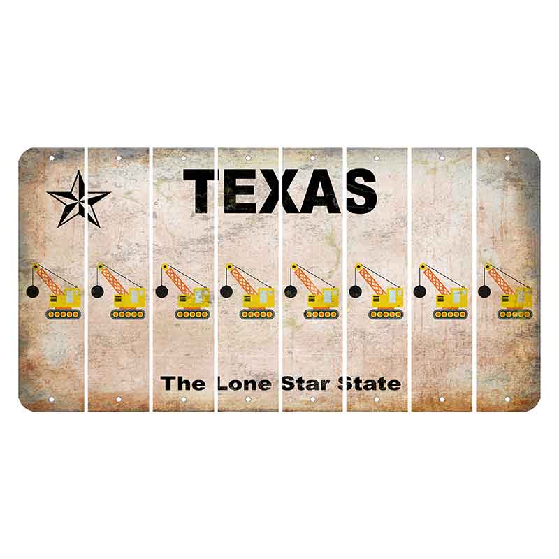 Texas Classic Cut License Plate Strips (Set of 8) Wrecking Ball Crane