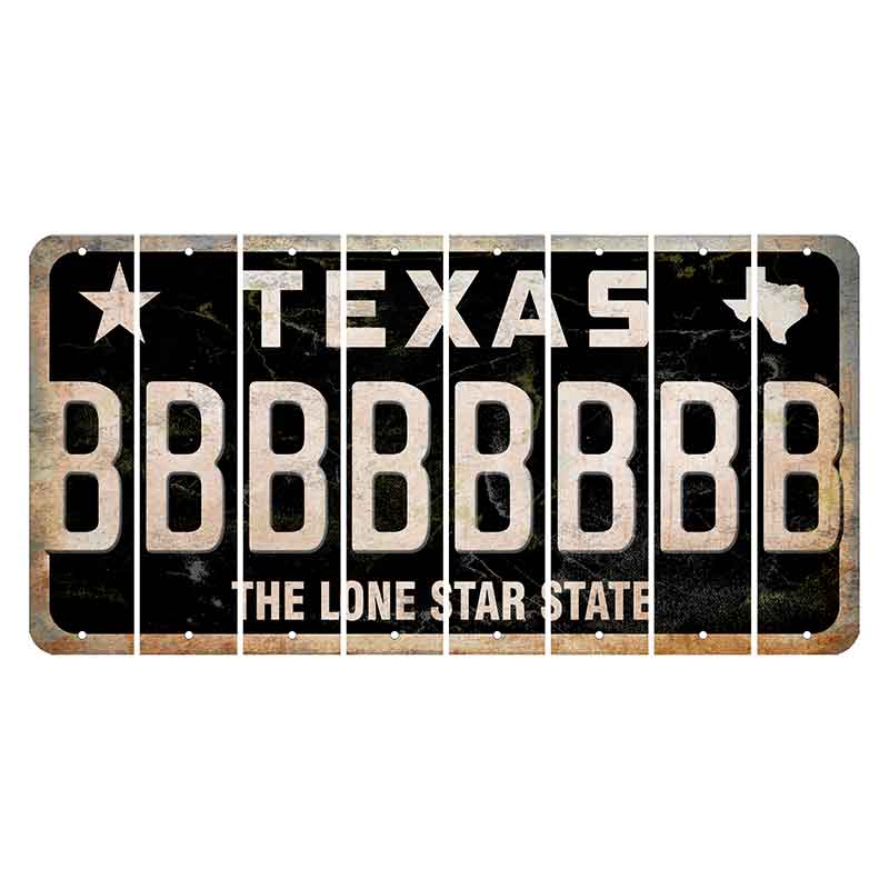 Texas Black The Lone Star State Cut License Plate Strips (Set of 8) B