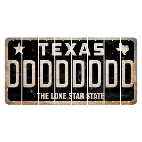 Texas Black The Lone Star State Cut License Plate Strips (Set of 8) D