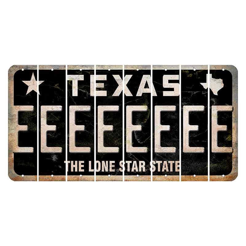 Texas Black The Lone Star State Cut License Plate Strips (Set of 8) E