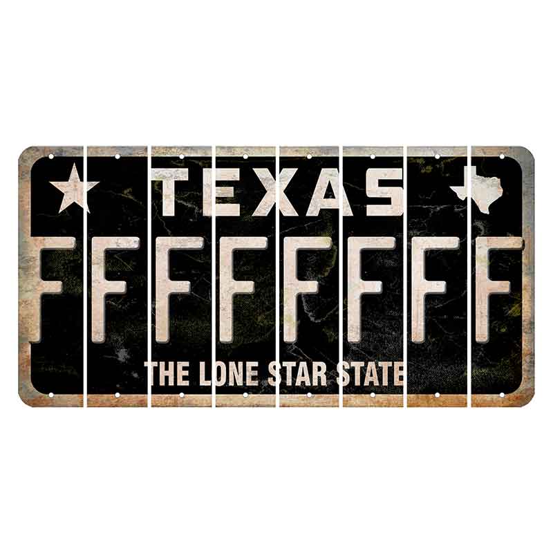 Texas Black The Lone Star State Cut License Plate Strips (Set of 8) F