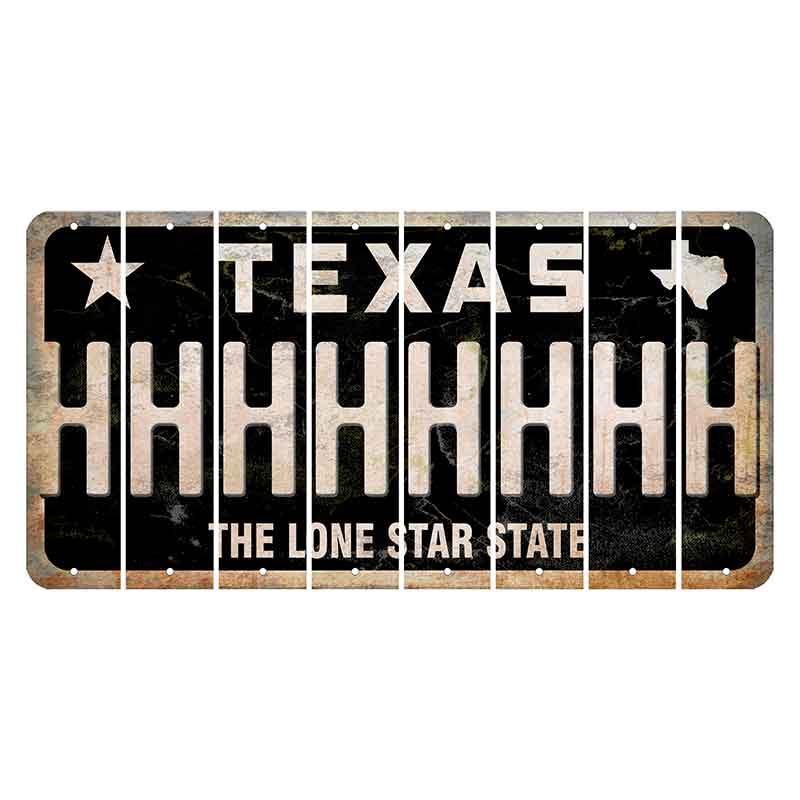 Texas Black The Lone Star State Cut License Plate Strips (Set of 8) H