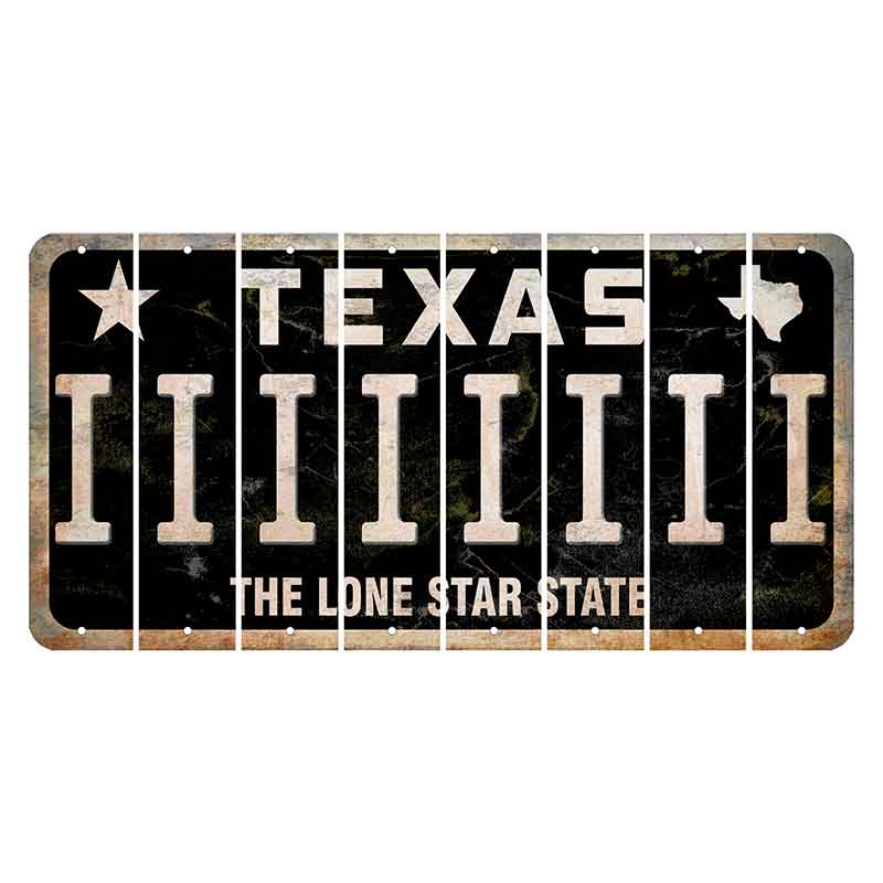 Texas Black The Lone Star State Cut License Plate Strips (Set of 8) I