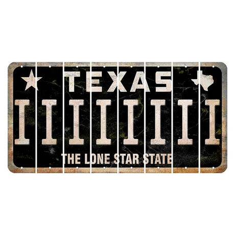 Texas Black The Lone Star State Cut License Plate Strips (Set of 8) I