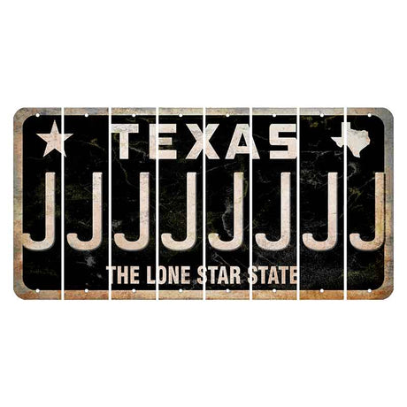 Texas Black The Lone Star State Cut License Plate Strips (Set of 8) J