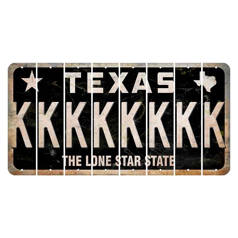 Texas Black The Lone Star State Cut License Plate Strips (Set of 8) K