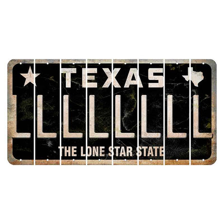 Texas Black The Lone Star State Cut License Plate Strips (Set of 8) L