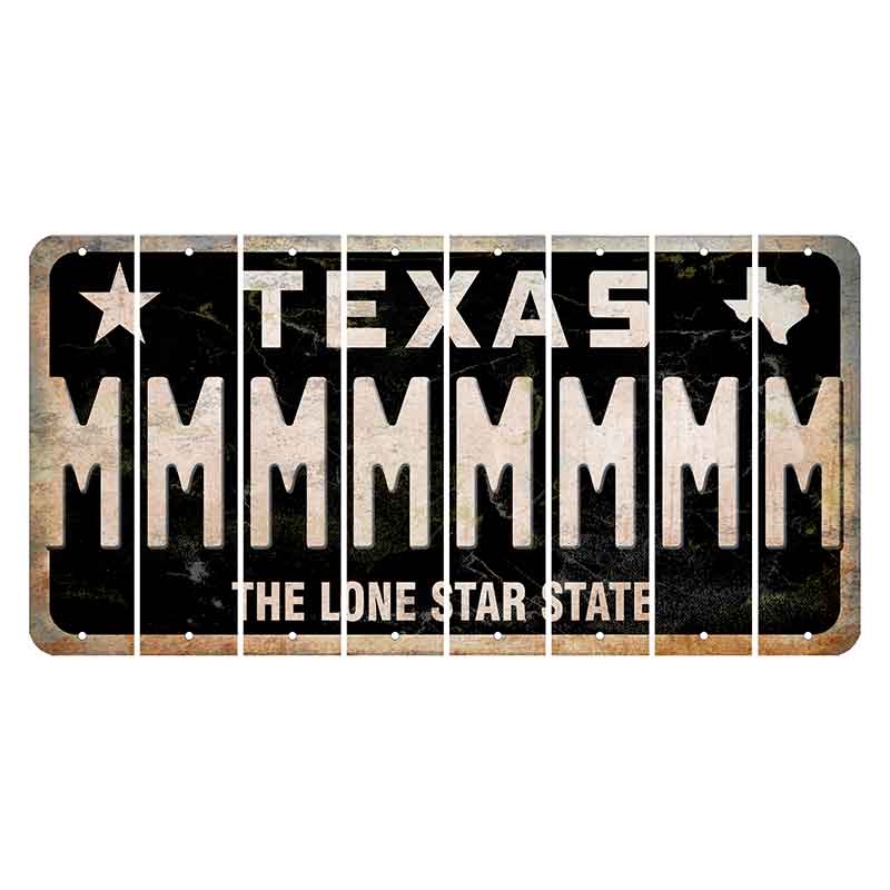 Texas Black The Lone Star State Cut License Plate Strips (Set of 8) M