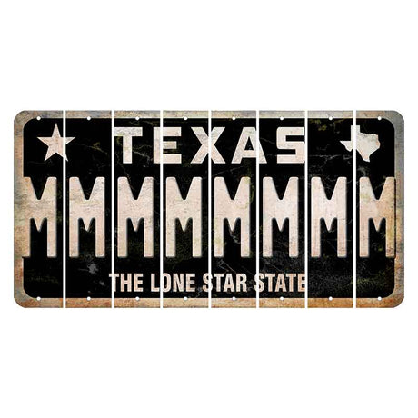 Texas Black The Lone Star State Cut License Plate Strips (Set of 8) M