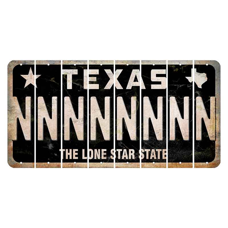 Texas Black The Lone Star State Cut License Plate Strips (Set of 8) N