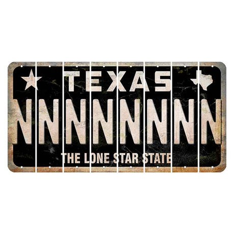 Texas Black The Lone Star State Cut License Plate Strips (Set of 8) N