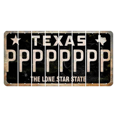 Texas Black The Lone Star State Cut License Plate Strips (Set of 8) P