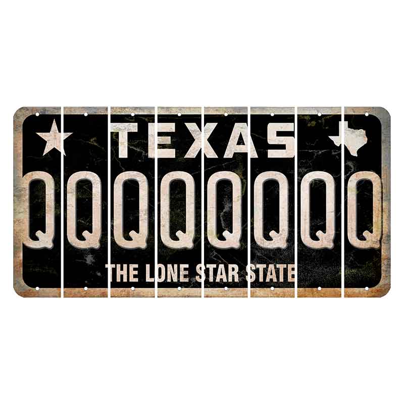 Texas Black The Lone Star State Cut License Plate Strips (Set of 8) Q