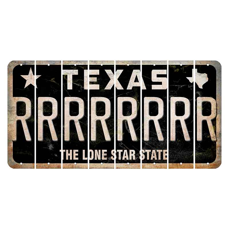 Texas Black The Lone Star State Cut License Plate Strips (Set of 8) R