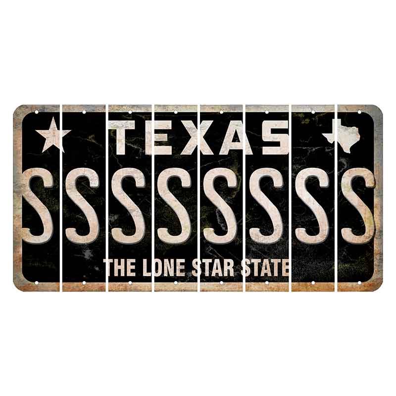 Texas Black The Lone Star State Cut License Plate Strips (Set of 8) S