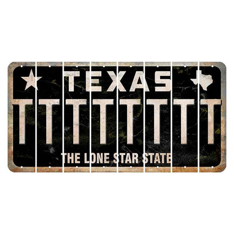 Texas Black The Lone Star State Cut License Plate Strips (Set of 8) T