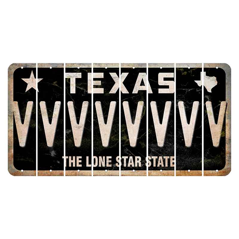 Texas Black The Lone Star State Cut License Plate Strips (Set of 8) V