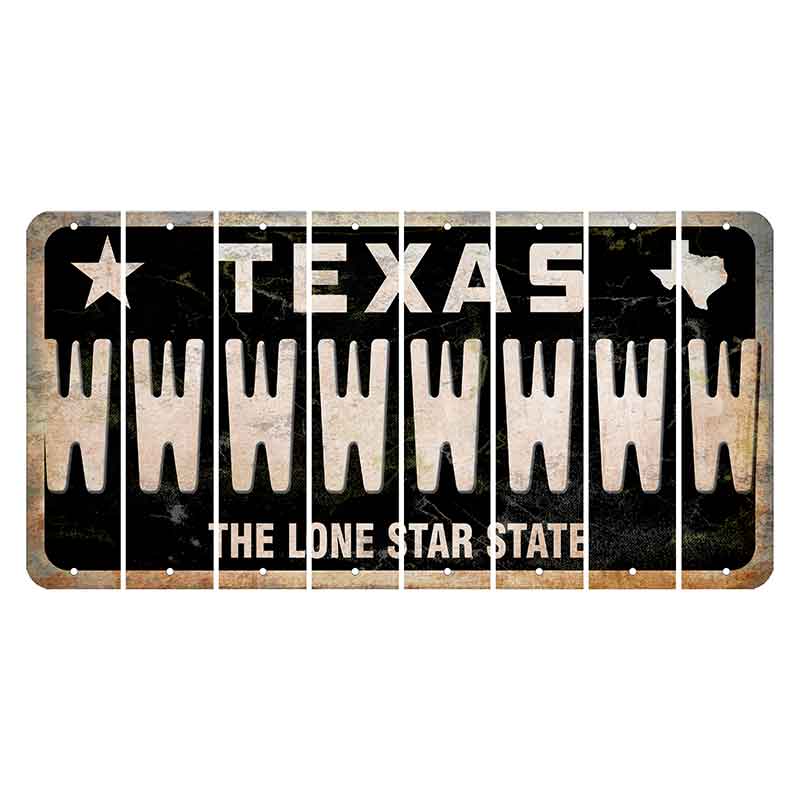 Texas Black The Lone Star State Cut License Plate Strips (Set of 8) W