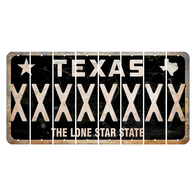 Texas Black The Lone Star State Cut License Plate Strips (Set of 8) X