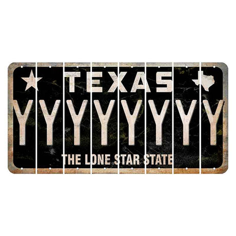 Texas Black The Lone Star State Cut License Plate Strips (Set of 8) Y