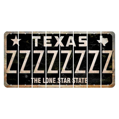 Texas Black The Lone Star State Cut License Plate Strips (Set of 8) Z